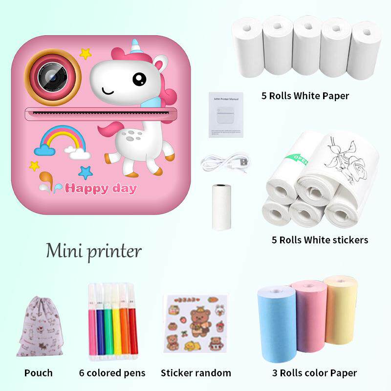 跨境新款S2儿童打印相机高清双摄拍立得儿童照相机热敏纸打印相机
