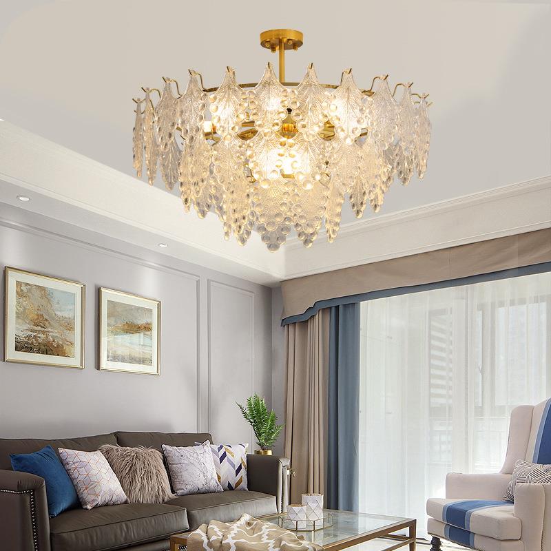 法式水晶吊灯奶油风灯饰玻璃中古灯具轻奢2022年新款客厅主卧室灯