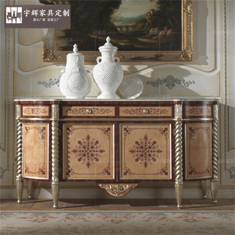 亚历山大木皮拼花欧式实木拼花玄关台新古典门厅柜法式别墅装饰柜