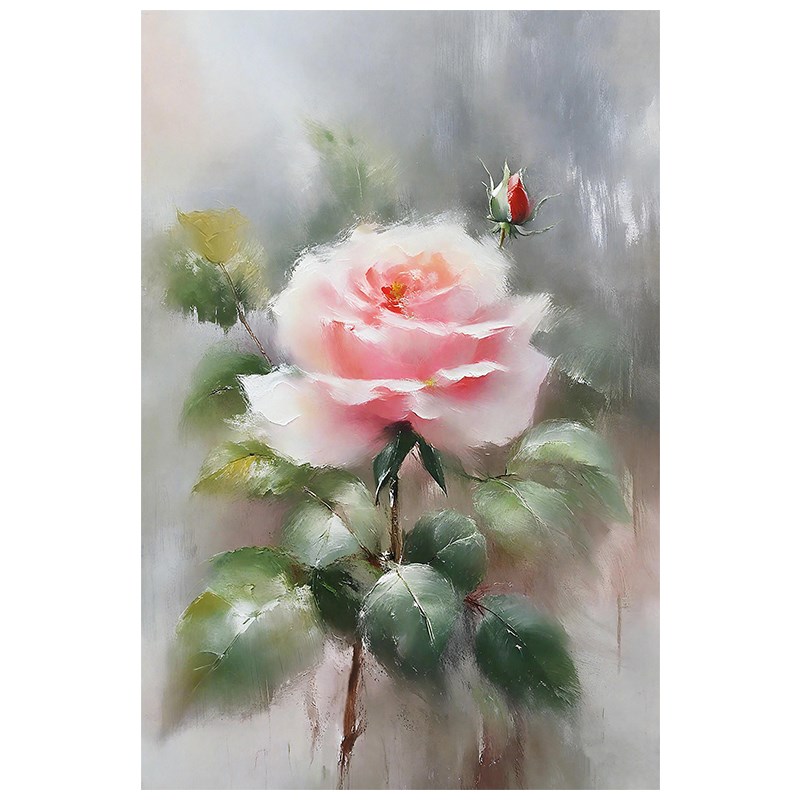 富贵花开牡丹花卉玄关手绘油画中式客厅装饰画印象派卧室床头挂画图片