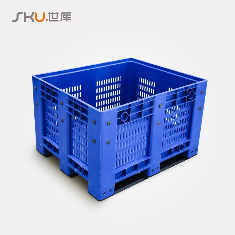 世库 封闭式卡板箱叉车托盘箱带轮周转箱废料箱仓储笼养鱼箱
