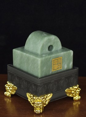 天然青玉官印高端礼品印章办公室书房桌面摆件新中式玉玺装饰品