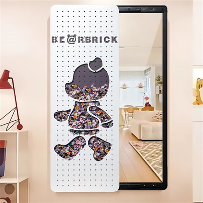 壁画镜金属洞洞板穿衣镜推拉镜可遮挡挂衣收纳全身镜装饰镜穿衣镜