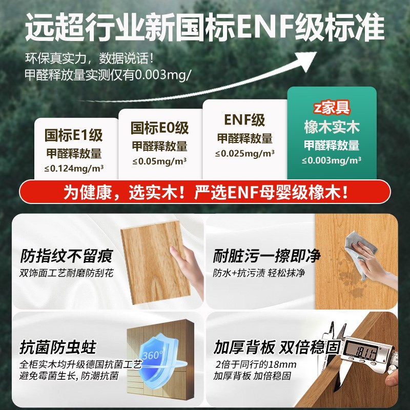 原木风全实木衣柜家用卧室免拉手一体到顶ENF级橡木定制大衣橱