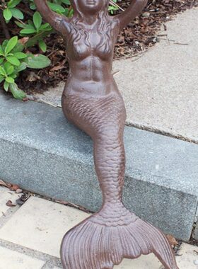 家居装饰品会所美人鱼铁艺铸铁别墅经典欧式酒店工艺庭院摆件