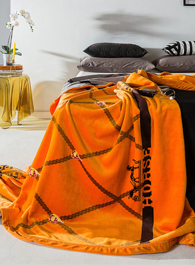 高品质云毯水晶绒橙色毛毯沙发休闲空F调毛毯旅行办公午睡盖毯四