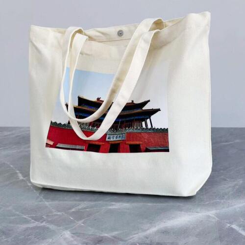 故宫博物院帆布包纯色大容量女学生文创广告培训班单肩手提袋定制