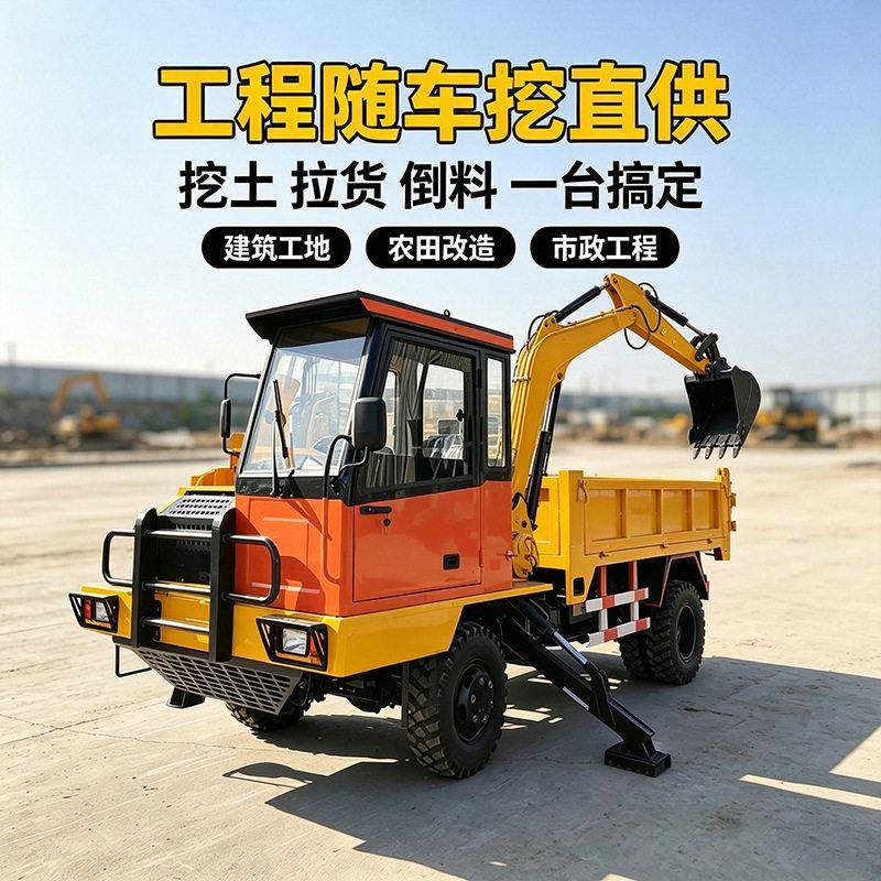 四驱四不像随车挖自装自卸车载挖掘机工程工地挖土转运一体车