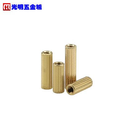 隔离柱直通铜柱单头六角柱 双通滚花圆形铜柱 M2*3-4-5-6-8-10-12