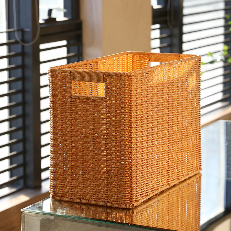 厨房橱柜收纳筐仿藤编织篮子简约风客厅玩具杂物整理储物箱长方形,收纳整理,收纳筐,淘宝优惠券,粉丝福利购,淘宝优惠卷