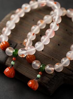 手链冰飘红南荔枝冻手串碧玉南瓜女天然面包圈珠Y莲蓬搭配夏