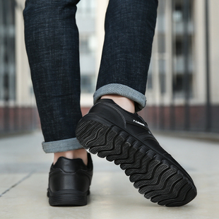 防滑防水防油厨房厨师鞋上班休闲皮鞋男士皮面工作鞋黑色运动鞋子