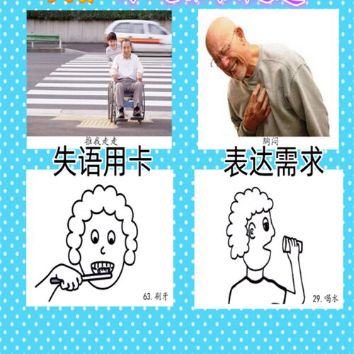 新品包邮b失语症无语言交流老人黑白线条特殊儿童康覆需求表达卡