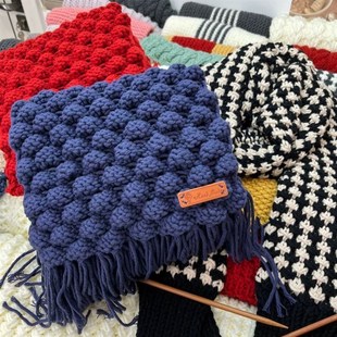 草莓泡泡围巾手工编DIY情人棉毛线 送男朋友礼物 成品不退不换