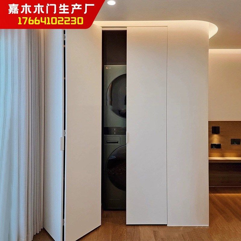 折叠门隔断门木质移门衣橱储物间壁橱门无轨推拉门平移衣柜折叠门