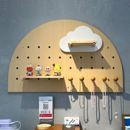 猫不卷咖啡奶茶店实木洞洞板置物架实木K洞洞板墙面收纳架展示架