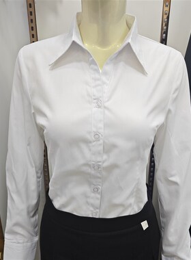 白衬衫女春秋季长袖职业正装V领工作服I气质商务白色衬衣面试工装