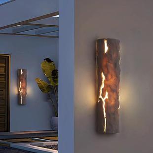 跨境壁灯墙灯创意复古别墅庭院户外防水仿天然树桩卧室床头灯具