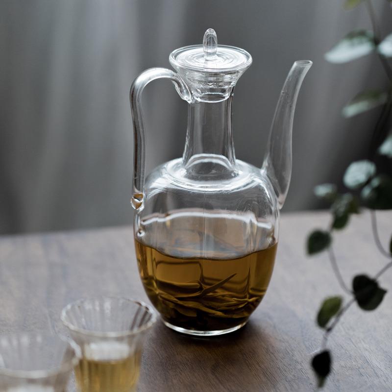 耐高温煮茶壶烧水壶泡茶壶中式仿古宋壶玻璃执壶手工瓜棱壶茶壶
