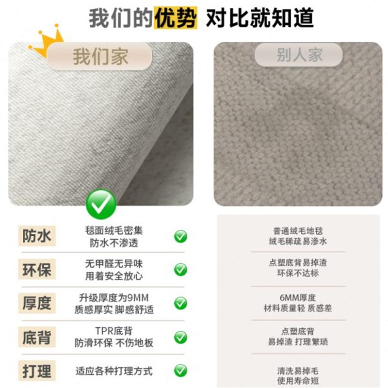 地毯客厅2024新款免洗可擦轻奢高级意式极简简约灰色沙发茶几地垫