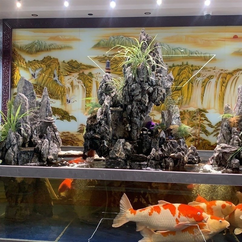 流水假山装饰庭院鱼池原石摆件阳台造景瀑布水景真石大型喷泉天然