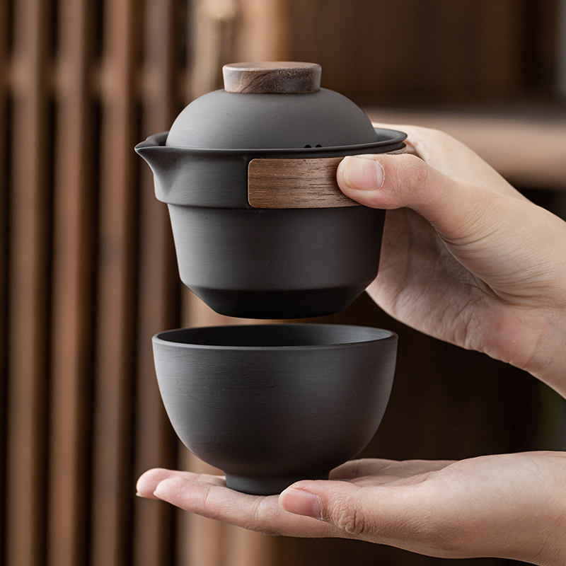 紫砂便携式旅行茶具小套装户外随身包露营快客杯一壶四杯泡茶壶