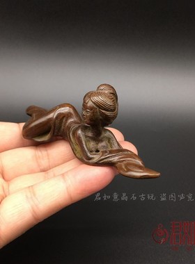 极速实心铜美女香插 铜古代美女摆件铜女镇纸仙女铜玩创意茶宠
