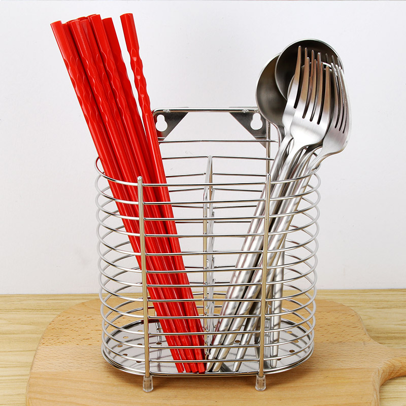 筷子筒不锈钢厨房家用置物架沥水快子搂放装勺子的收纳架盒壁挂式