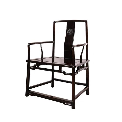 木艺匠心东非黑黄檀红木家具田家青款扇形椅紫光檀中式南官帽椅明