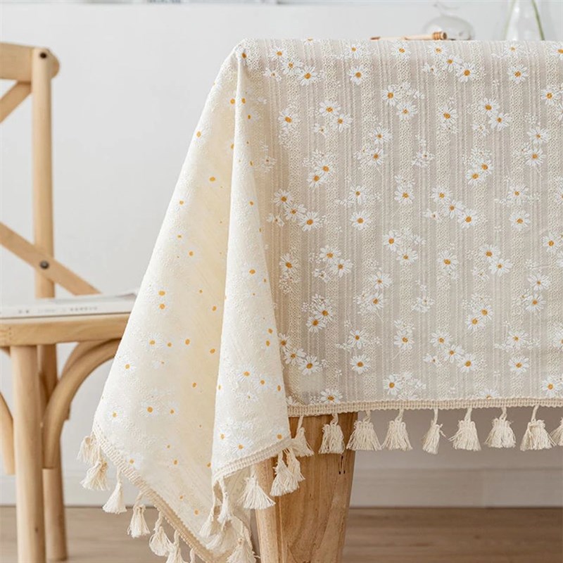 Korean Style Small Daisy Cotton Floral Tablecloth,Tea Table