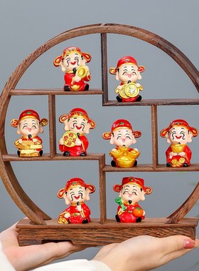 创意新中式财神爷摆件家用客厅玄关茶桌博古架装饰搬家乔迁小礼物