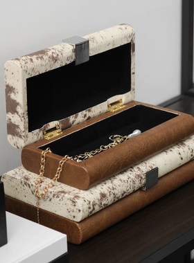 仿皮马毛纹印花首饰盒收纳盒样板房售楼处衣帽间卧室装饰品摆件