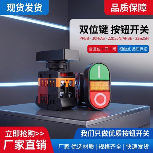 按钮APBB-22N-25N PPBB AS-22 双键双位双头带灯 复位控制开关