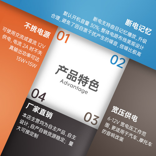 TDA7297带解码功放板 双声道大功率高保真一体机 无损WAV MP3格式