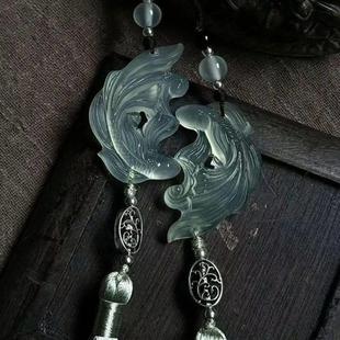 双鱼玉佩挂件闺蜜信物姐妹一对新中国风吊坠项链古风配饰一人一半