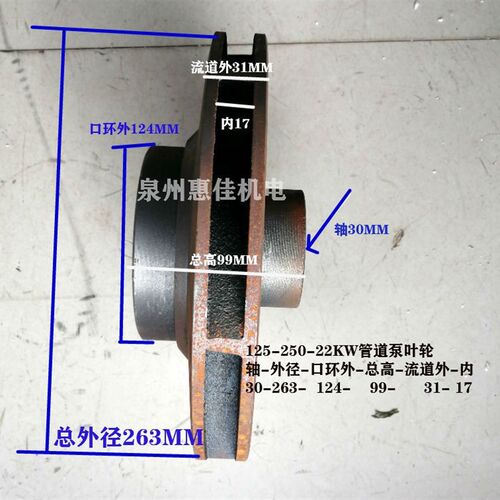 IRG立式管道离心泵增压泵125-250-22KW水泵底座轴30叶轮连接支架