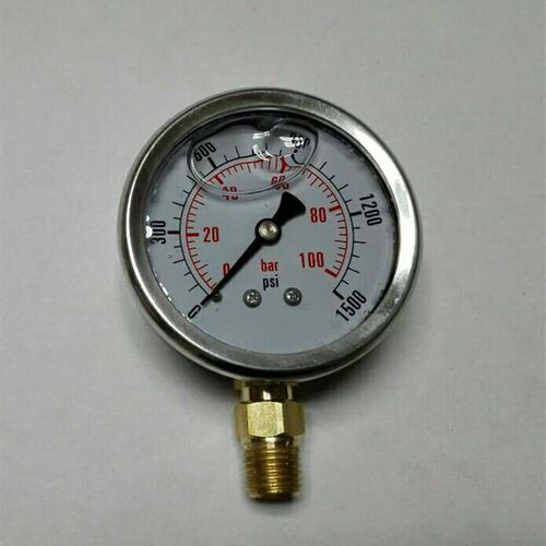 耐震压力表 ytn-63i 0-100bar/1500ps i铜接头 不锈钢外壳 68mm