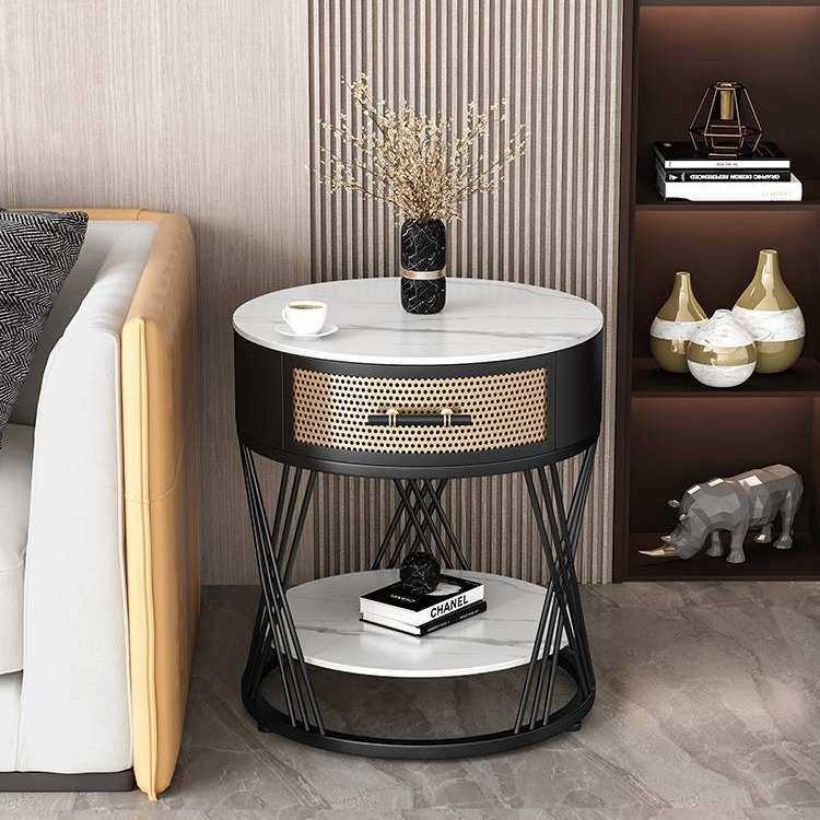 北欧客厅岩板沙发边几 床头圆形侧边柜 阳台带抽屉置物小矮桌子,模玩/动漫/周边/娃圈三坑/桌游,模型制作工具/辅料耗材,淘宝优惠券,粉丝福利购,淘宝优惠卷