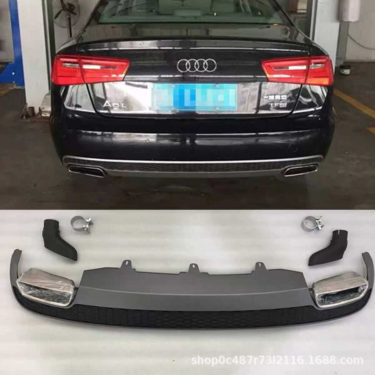 适用于奥迪A6L改装尾唇尾喉老改新方口尾喉13-15款A6升级后