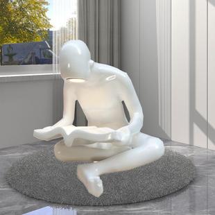 现代简约人形书童树脂台灯展厅书店图书馆酒店看书装饰摆件落地灯