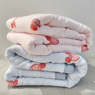 冬款婴儿纯棉纱布被十层加厚幼儿C园夹绵盖毯儿童被子柔软A类浴巾