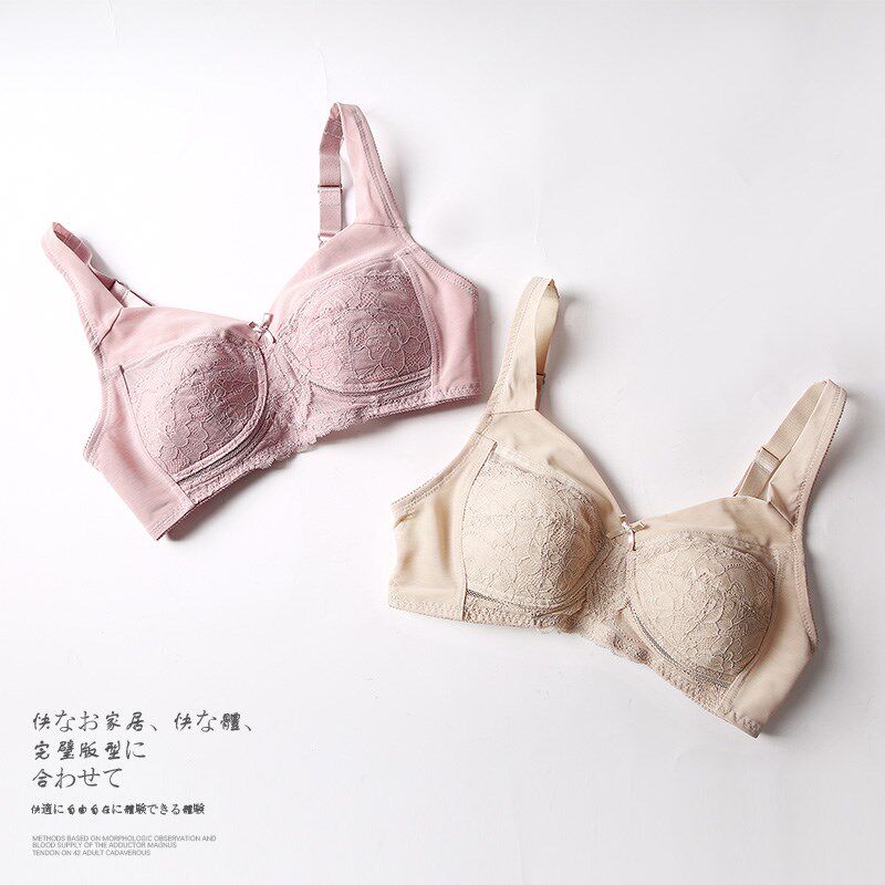 无钢圈夏b季超薄大胸显小全罩杯无海绵光面胸罩纯色大码内衣文胸