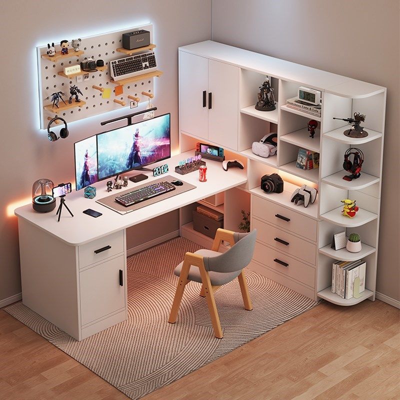 书桌书架一体桌电脑桌学生家用z写字桌卧室办公桌L型书桌转角桌子,住宅家具,转角桌,淘宝优惠券,粉丝福利购,淘宝优惠卷