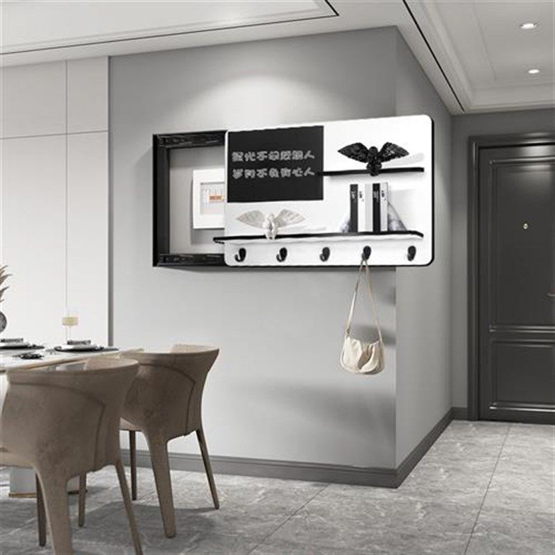 新款电表箱遮挡装饰置物架现代简约多功能实木配电箱收纳盒推拉带,家居饰品,电表箱装饰画,淘宝优惠券,粉丝福利购,淘宝优惠卷