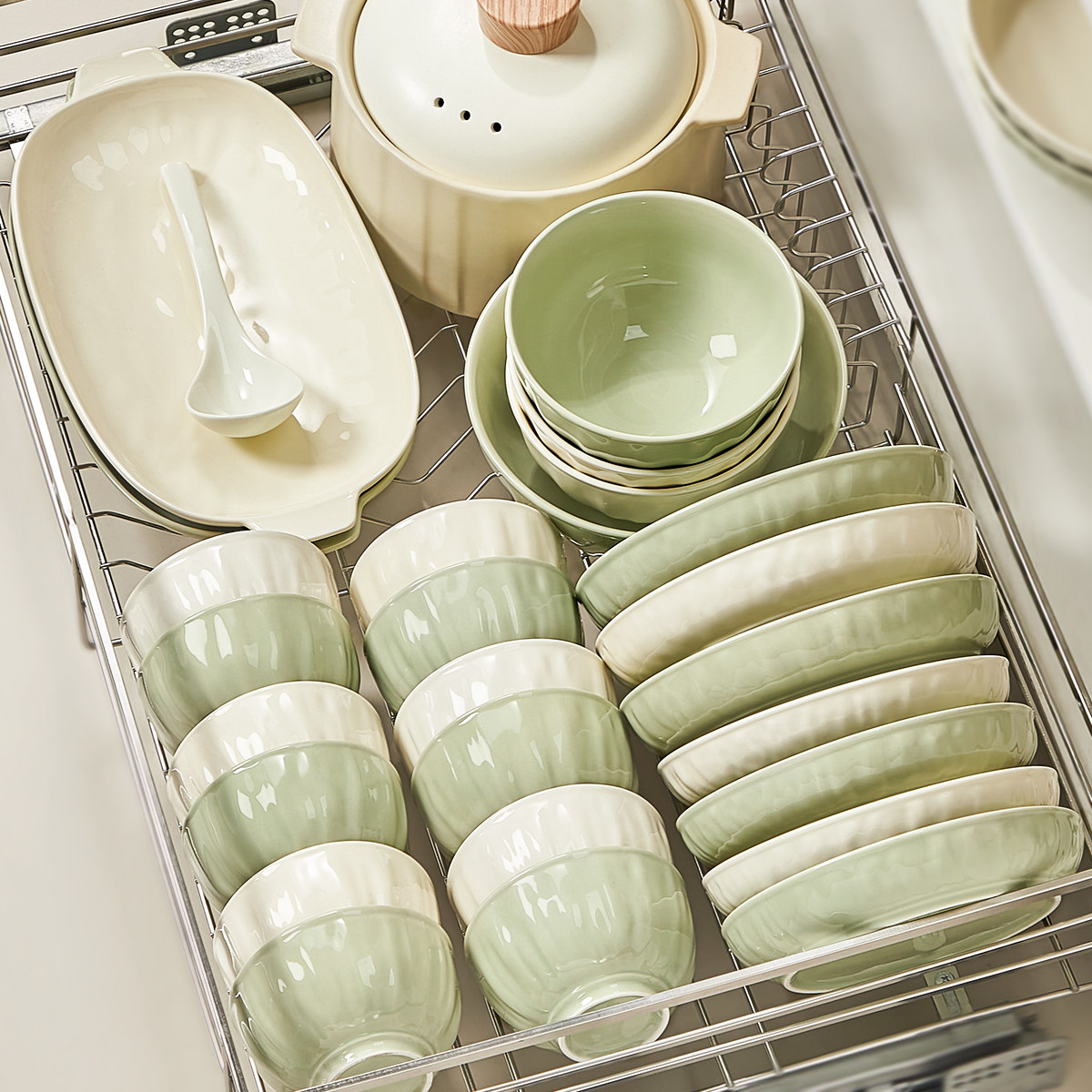 奶油风碗碟套装家用2024新款餐具碗筷盘子高颜值饭碗清新碗具套装,餐饮具,碗,淘宝优惠券,粉丝福利购,淘宝优惠卷