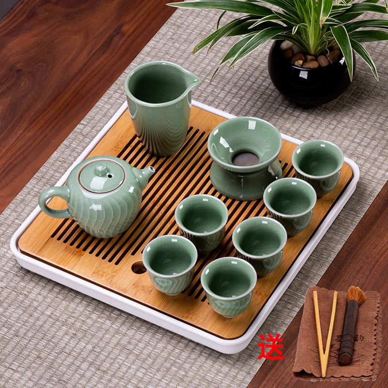 陶瓷盖碗茶d杯茶具茶盘套装功夫茶具干泡整套家用简约茶壶泡茶器