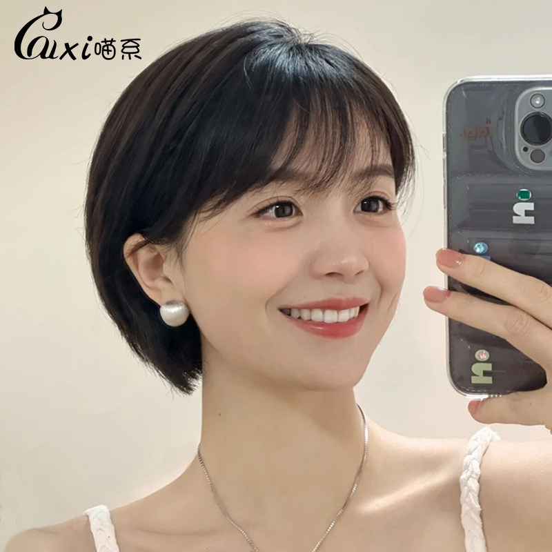 假发女短发新款时尚波波头全v头套仿真人自然整顶造型假发套锁骨