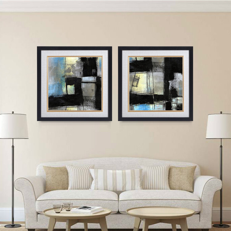 现代抽象样e板房客厅装饰画卧室书房黑白挂画浴室壁画简约饭厅墙