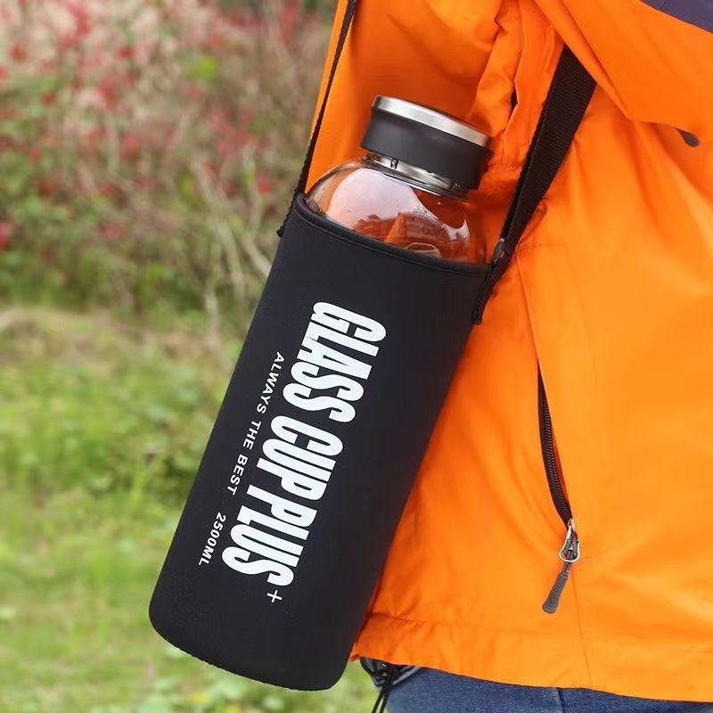 超大容量玻璃杯夏天水杯便携高硼硅防爆杯子男士水壶大号2000毫升