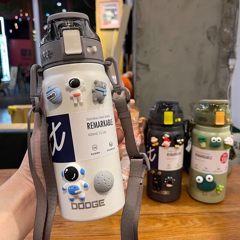 GP儿童保温杯大容量316不锈钢吸管E杯子男女孩学生上学专用水壶杯